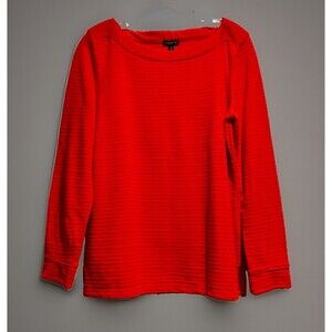 Talbots Orange Long Sleeve Sweater Boat Neck Ribbed Pullover Top Women’s Size M